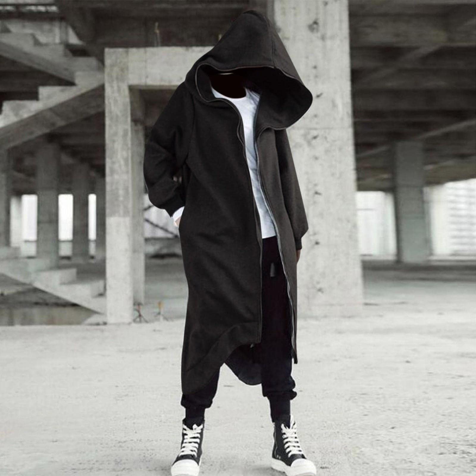 ZXCL Winter Men Women Hooded Coats Gothic Long Sleeve Zip
